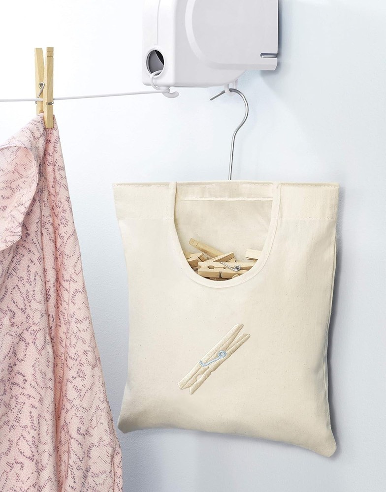 Durable Hanging Clothespin Organizer with Rust-Resistant Hook - White