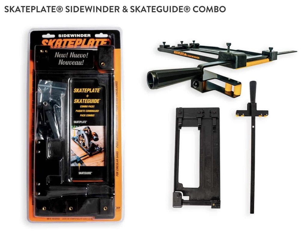 SkatePlate Rolling Accessory and Cutting Guide for Right Blade Circular Saws