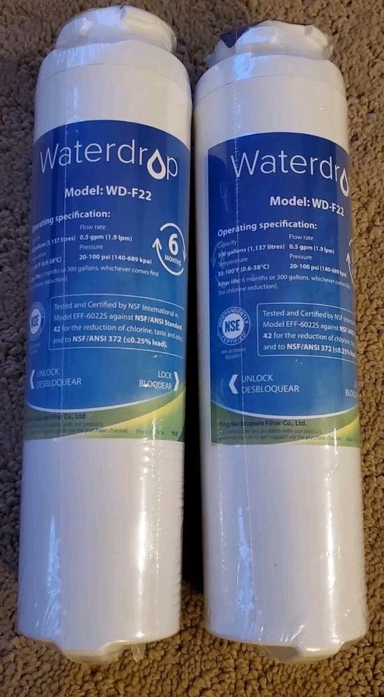 2x Waterdrop WD-F22 Replacement For GE MSWF Refrigerator Water Filter