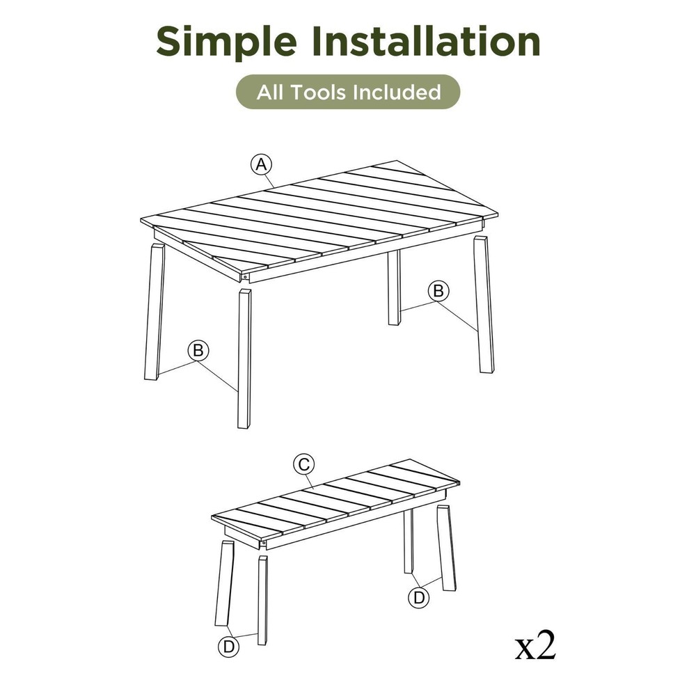 GO Acacia Wood Dining Set: 3-Piece Table & Bench with Adjustable Stability
