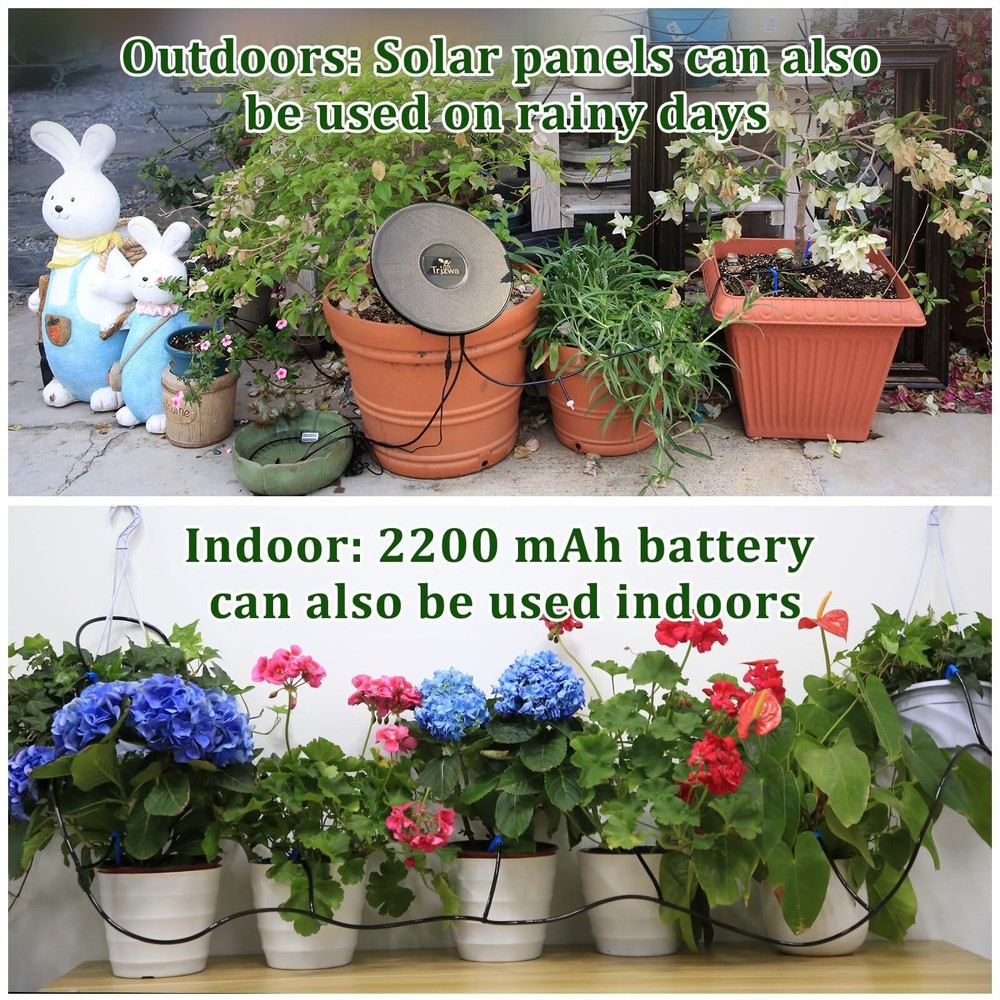 Solar Irrigation System TRJZWA Automatic Drip Irrigation System Kit for Outdoor