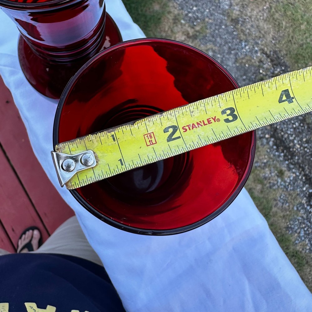 Pair of Ruby Red Anchor Hocking Vases MCM Classic