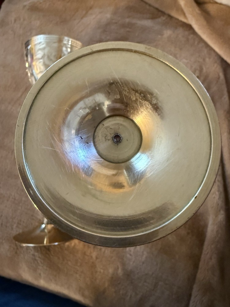Etched Silver Plated With Brass Handle goblets