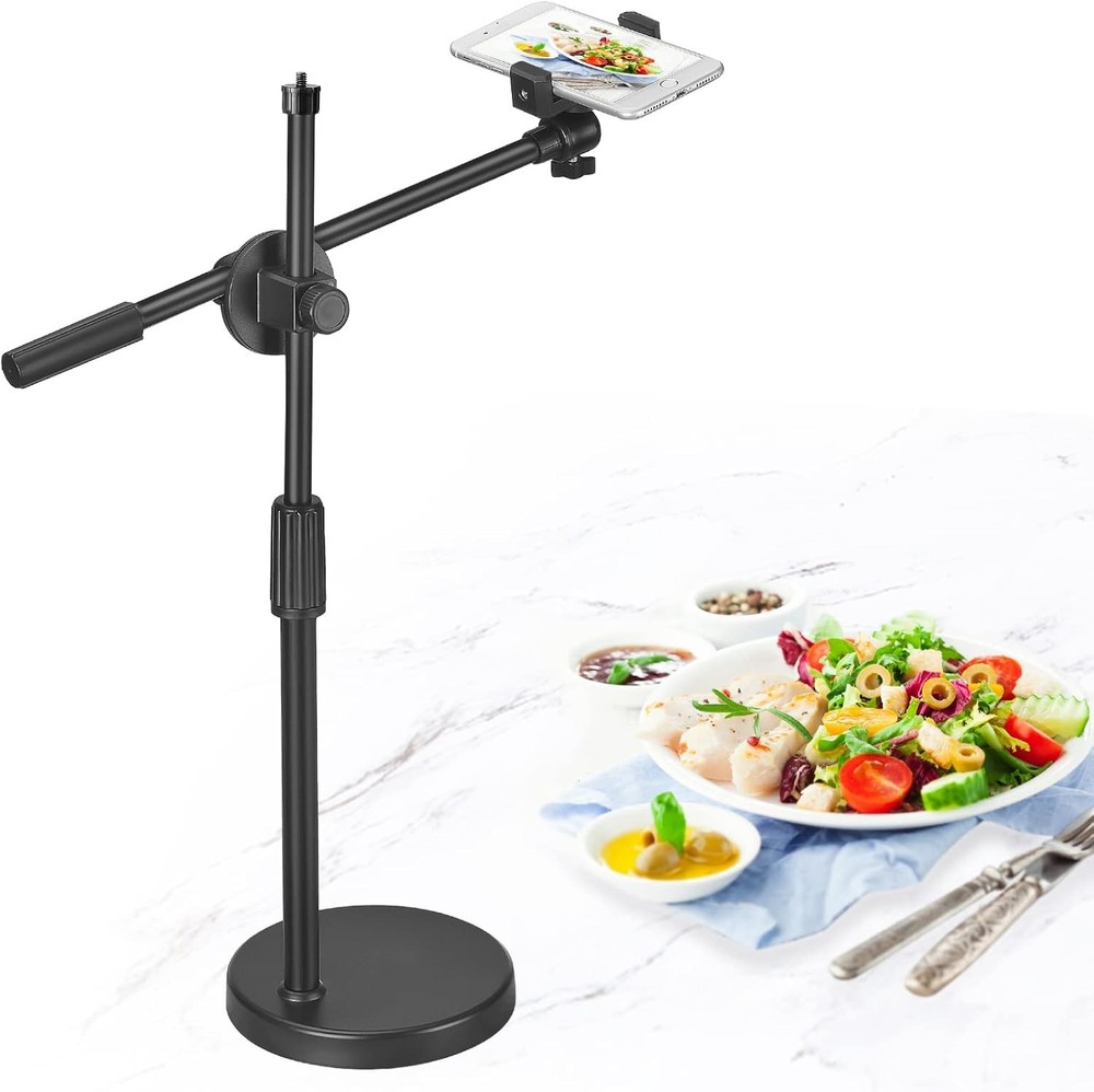 Overhead Phone Stand for Recording - Desktop Adjustable Black