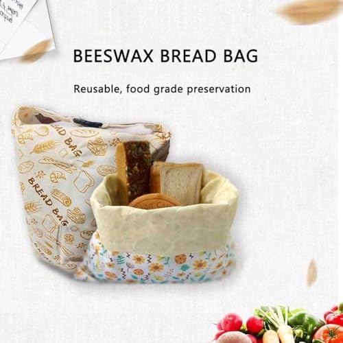 Original Beeswax Lined Bread Bag for Homemade Bread, Reusable Linen Bread