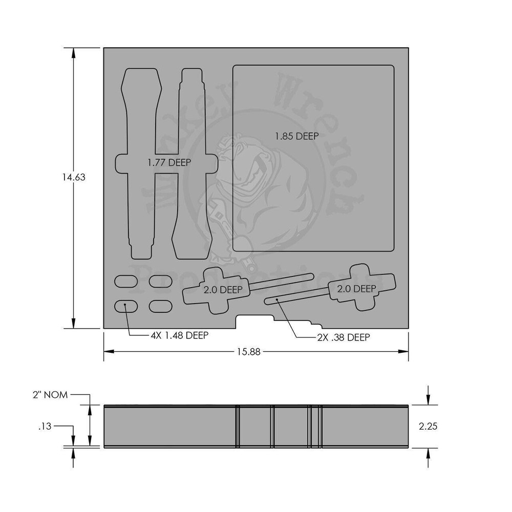 Foam Insert for 2 wireless mics, fits 2U rack drawer