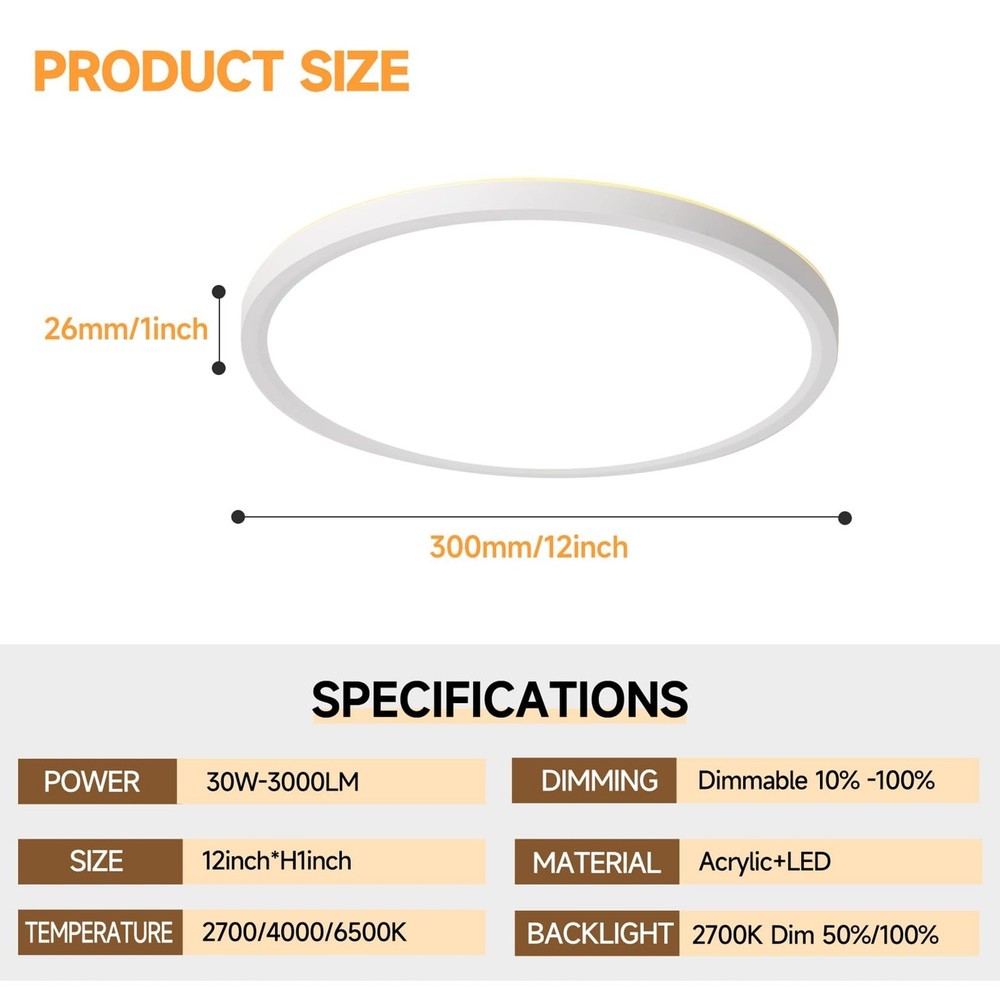 Mille Lucciole 4 Pack LED Flush Mount Ceiling Light Fixture with Night Light,...
