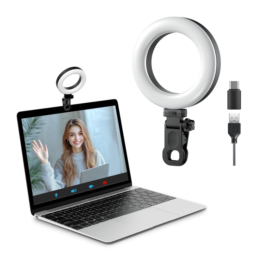 Clip-on Ring Light for Laptop Computer, Universal Phone/Tablet/Webcam Mount -...