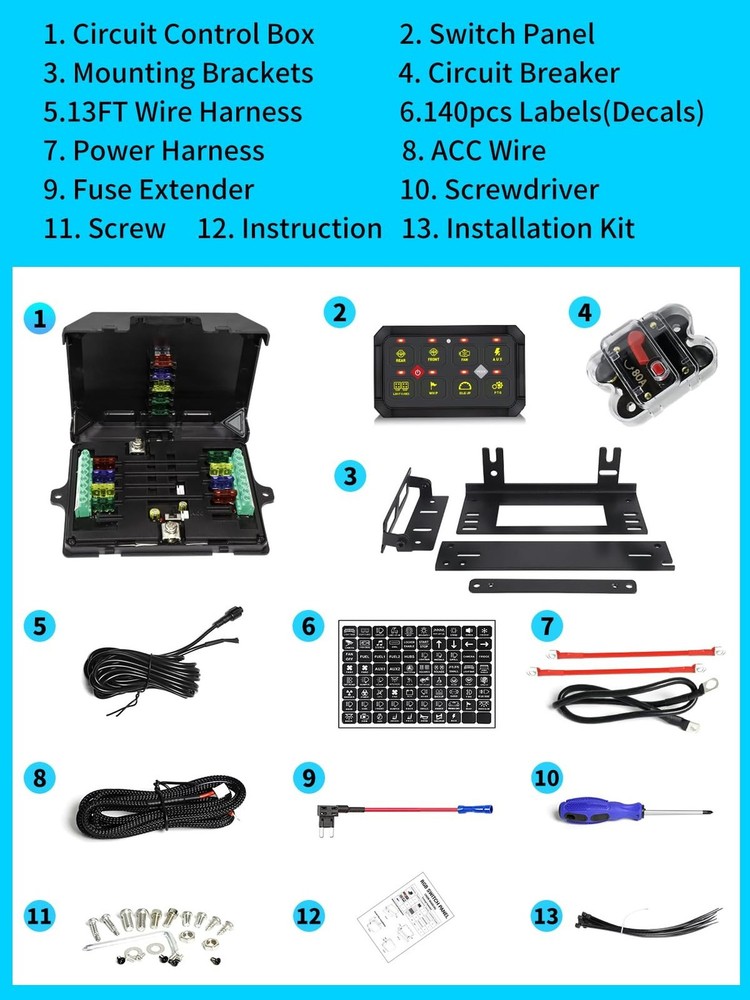 MAYELLO RGB 8 Gang Switch Panel w/Memory Function Auto-Dimmable Switch Panel ...