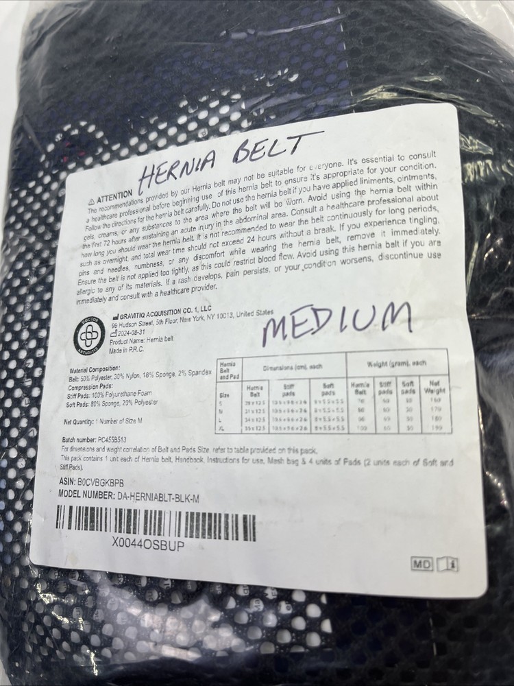 DRA Hernia Belt Medium New U