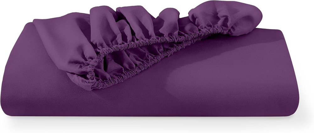 Deep Pocket Twin XL Fitted Sheet - Ultra-Soft Hydro-Brushed Microfiber, Plum