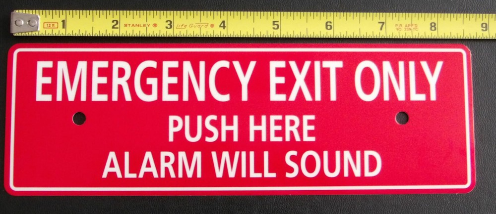 Emergency Exit 9"x3" Vinyl Sticker Nite-Glo "PUSH HERE ALARM..." NEW Quantity 5
