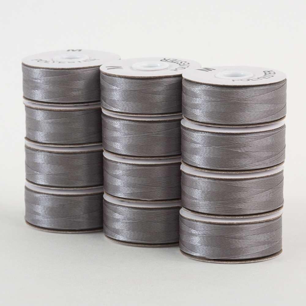 SuperBobs Polyester 12pk M-Gray Prewound Bobbin Grey