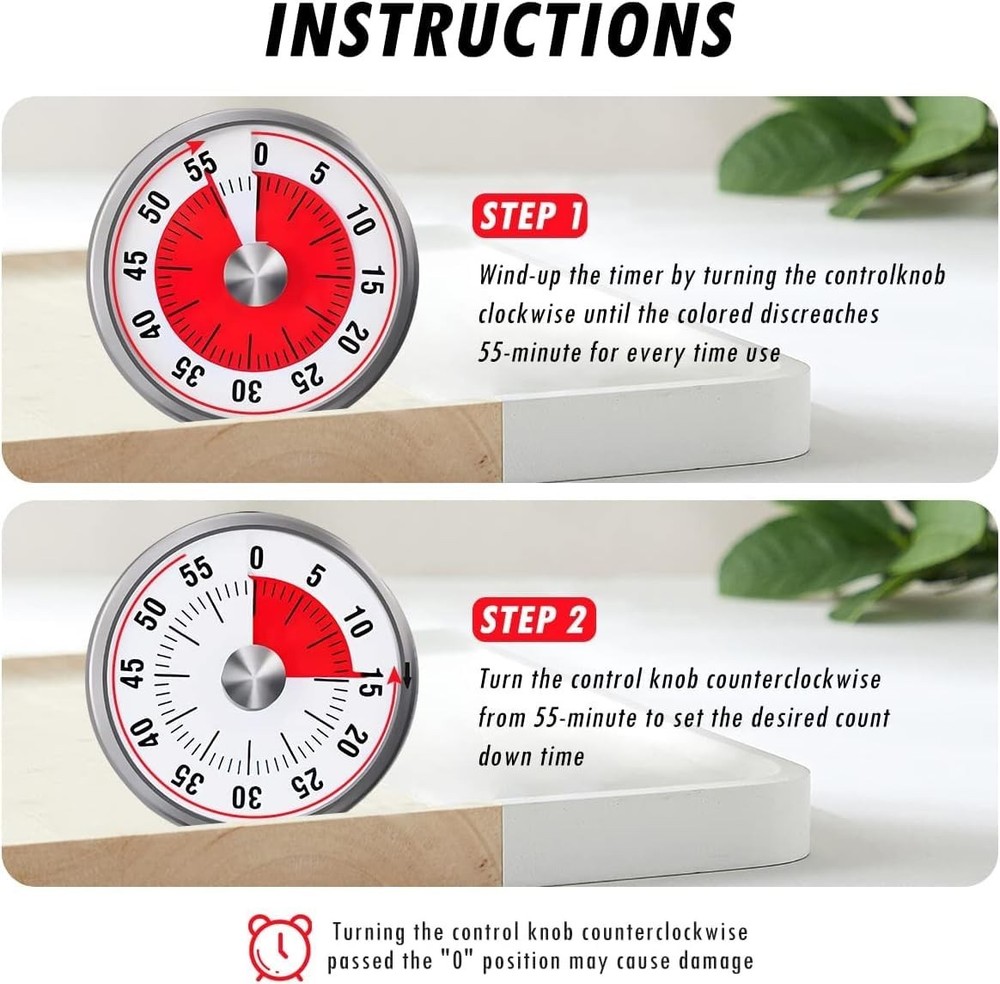 Visual Kitchen Timer Silent Countdown Clock for Home Cooking & Time Management