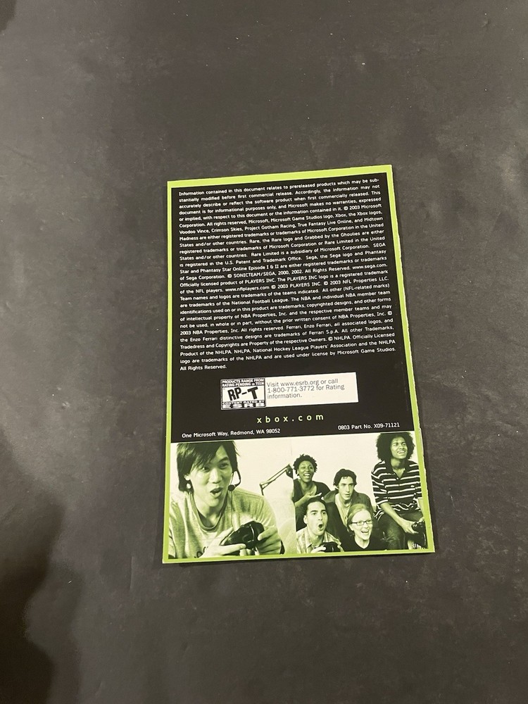 Xbox Microsoft games advertisement insert