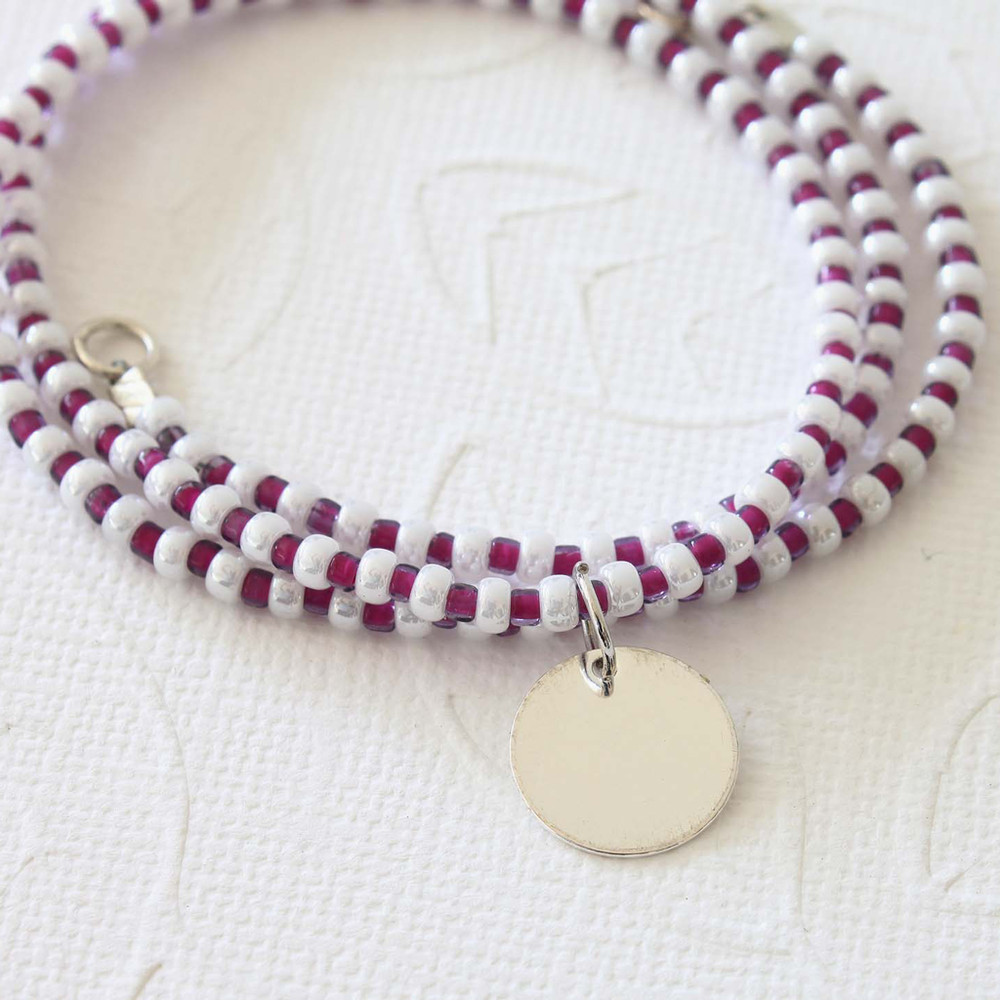 Rhodium Disc Seed Beads Necklace