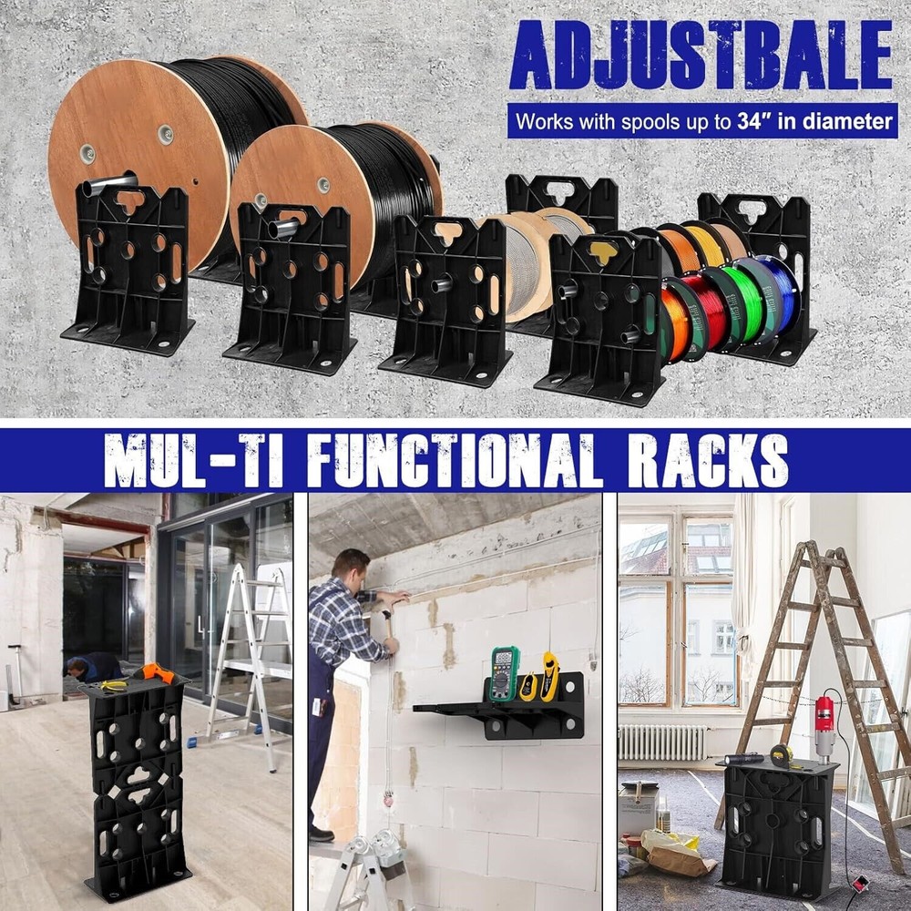 2x Cable Reel Dispenser Rack Wire Spool Caddy Holder Pull Spool Organizer Stands
