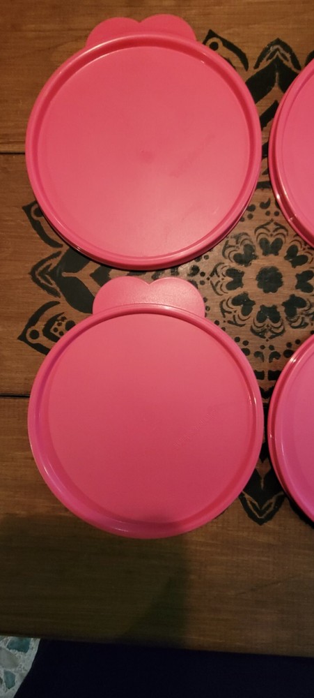 TUPPERWARE four C SEAL REPLACEMENT LIDs #2541 OR #3131 Butterfly pink