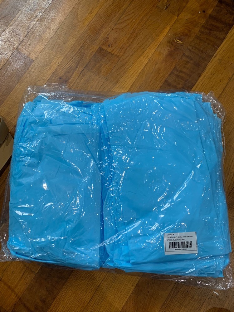 hand2mind Polyethylene, Level 1, Disposable, Non-Surgical Isolation Gowns, Blue,