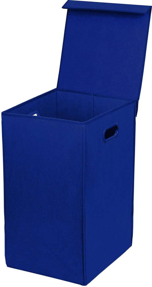 Foldable Laundry Hamper Basket with Lid, Dark Blue