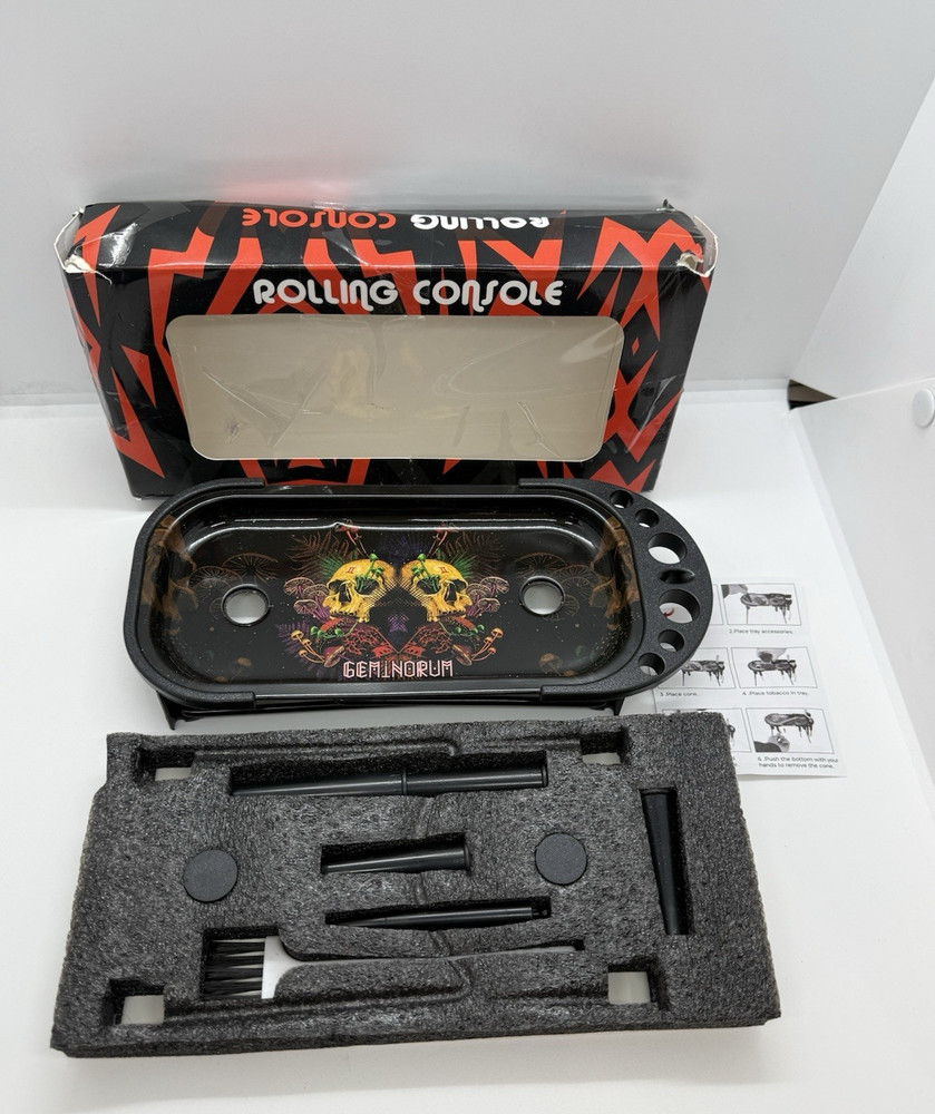 Tinplate Rolling Tray Cone Loader Set, Metal Foldable Stand Rolling Tray Console