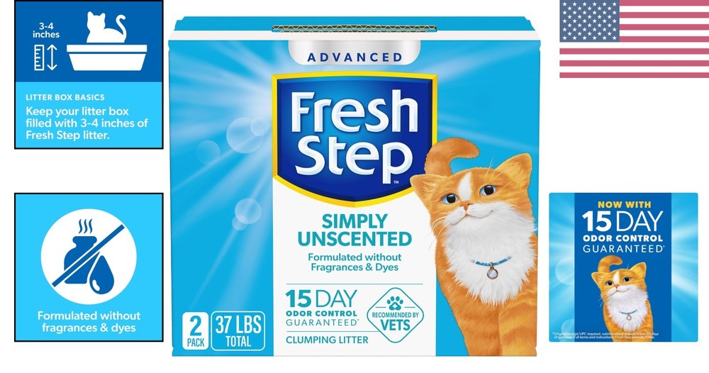 Advanced Simply Unscented Clumping Cat Litter, 37 lbs for Ultimate Odor Control