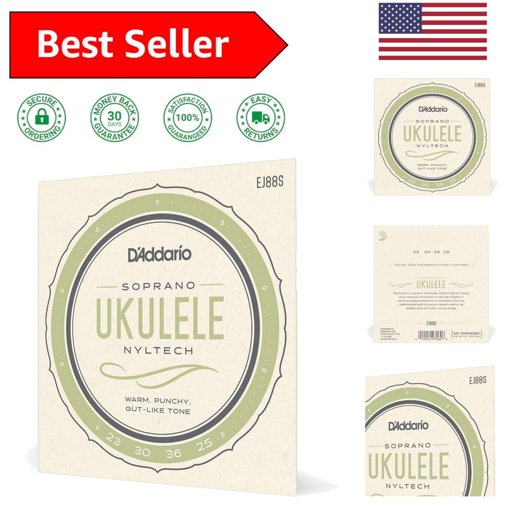 Nyltech Soprano Ukulele Strings Set - Bright Tone, Natural Warmth, Made in USA