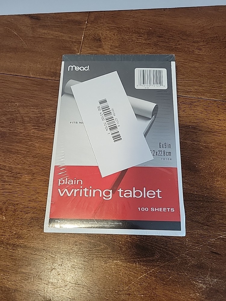 Mead Plain Writing Tablet: 6 in. x 9 in. Unopened 6 Pack With 100 Sheets Each!!