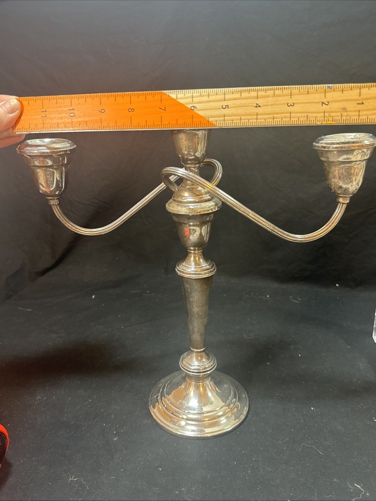 Vintage Gorham Silver Plate 3 Arm Candlestick Electroplated