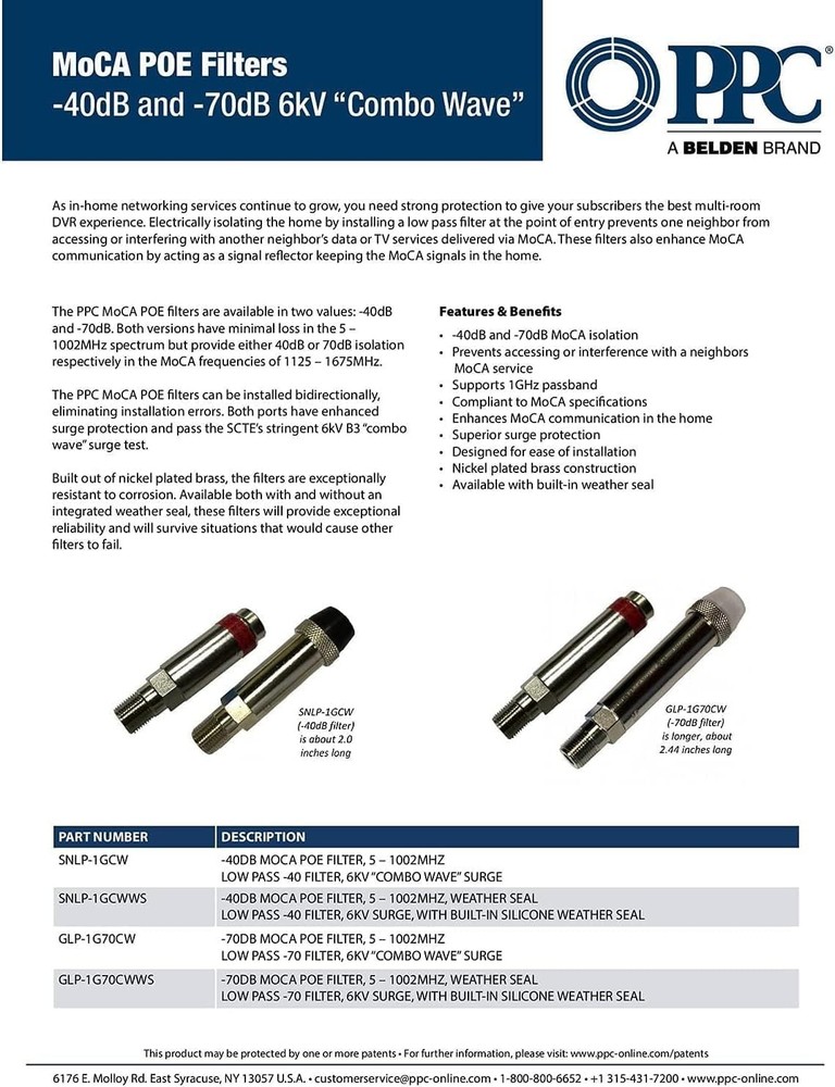 MoCA Filter for Coaxial Networks