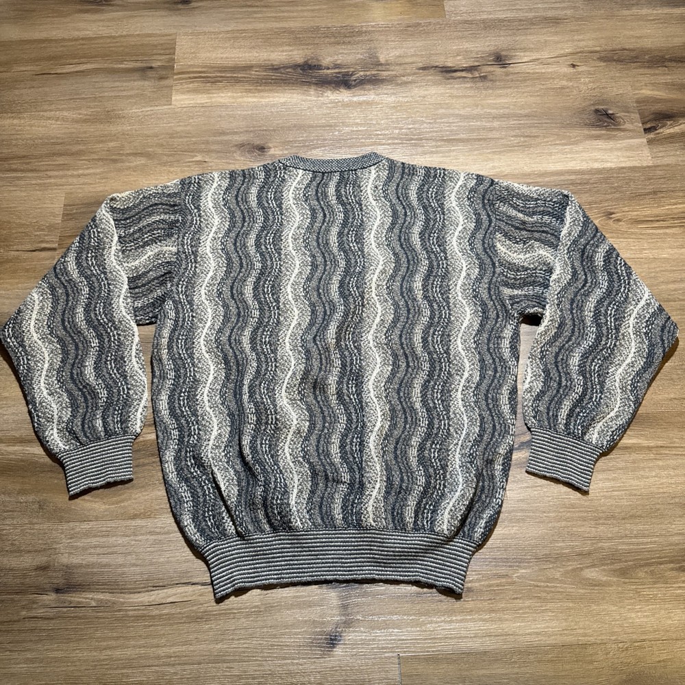 Vintage Tricots St Raphael MEDIUM Wool Blend Pullover Sweater Wavy Coogi Style M