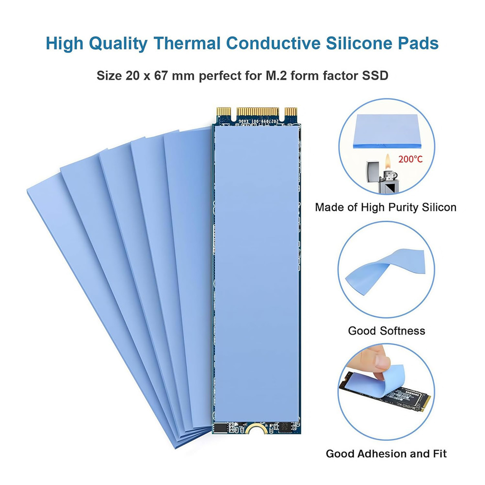 ADWITS 12-Pack Thermal Conductive Silicone Pads for SSD CPU GPU Cooling - Blue