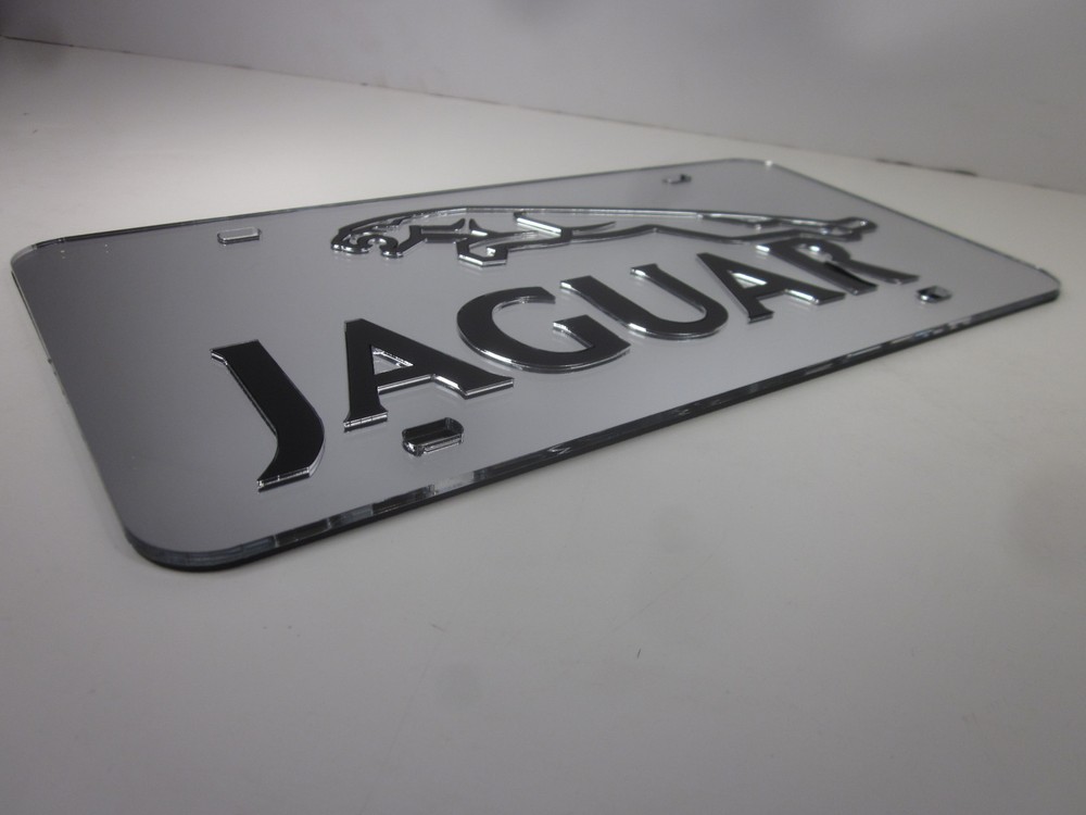 Jaguar Chrome Mirror License Plate Auto Tag