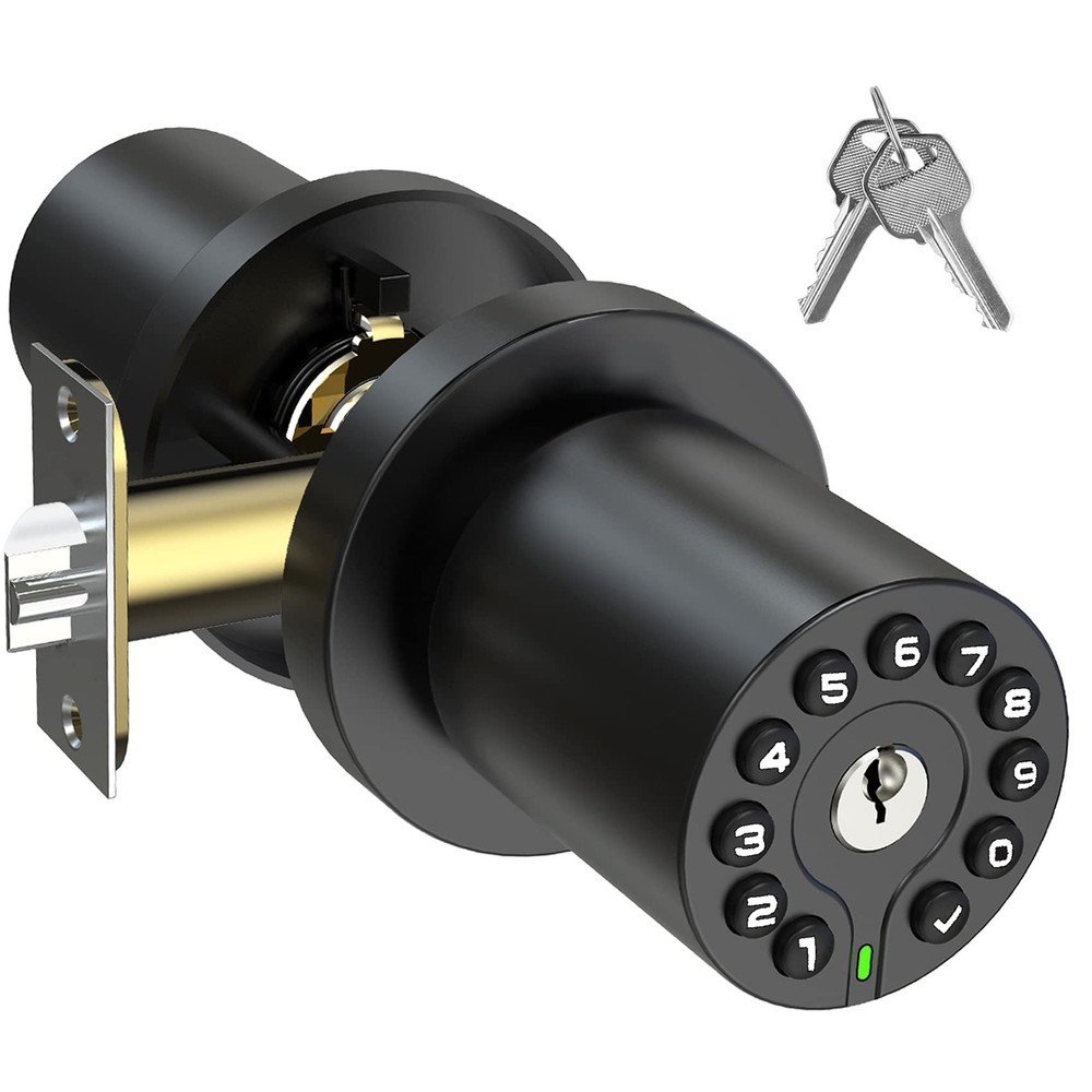 BOTHSTAR Keypad Door Knob with Key,Keyless Entry Lock, Code Matte Black