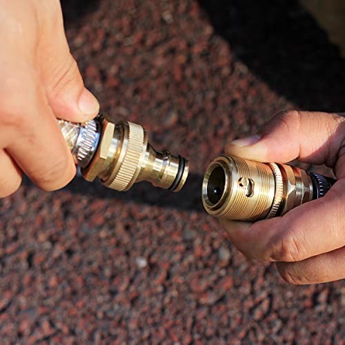 Garden Hose Quick Connect Solid Brass 3/4" GHT External Thread Easy 2 SETS