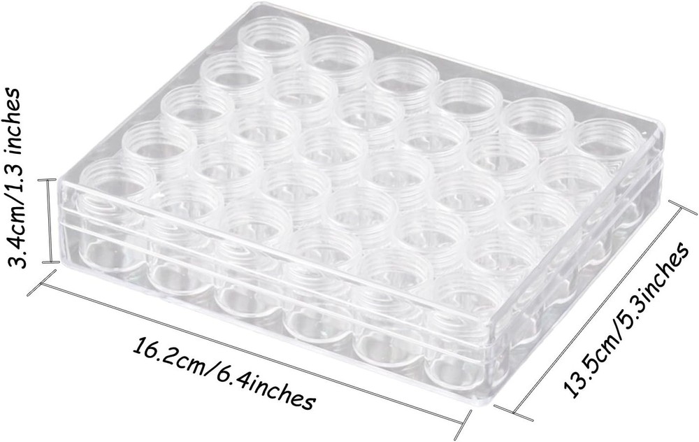 Versatile Clear Plastic Storage Box with 30 Jars - Organize Crafts & Small Items