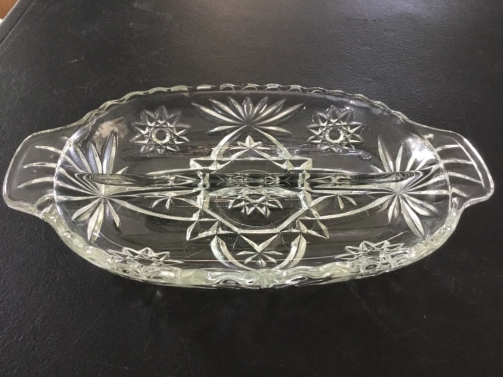Divided Pressed Glass Divided Relish / Candy / Nut Dish