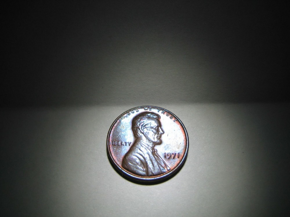 1971 BLUE TONED Lincoln Penny, Beautiful Coin