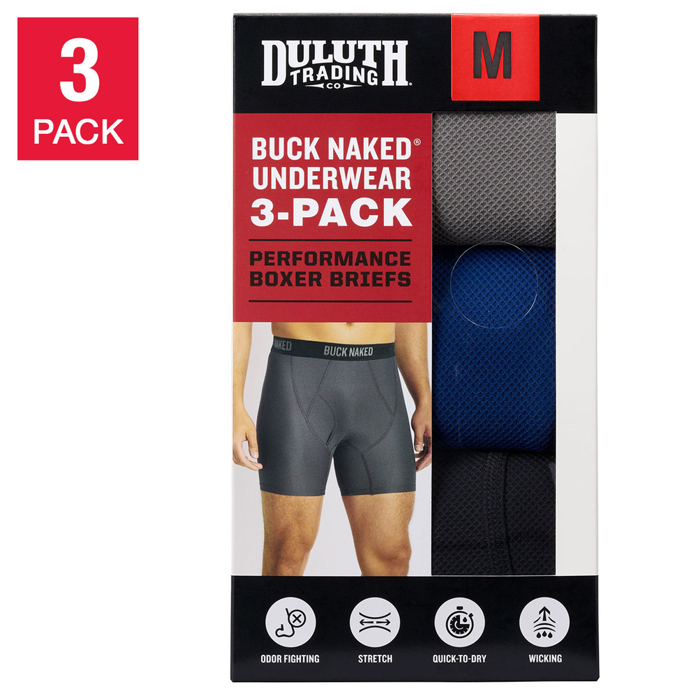 Duluth Trading Men'S Boxer Brief, 3-Pack Moisture Wicking Odor Fighting