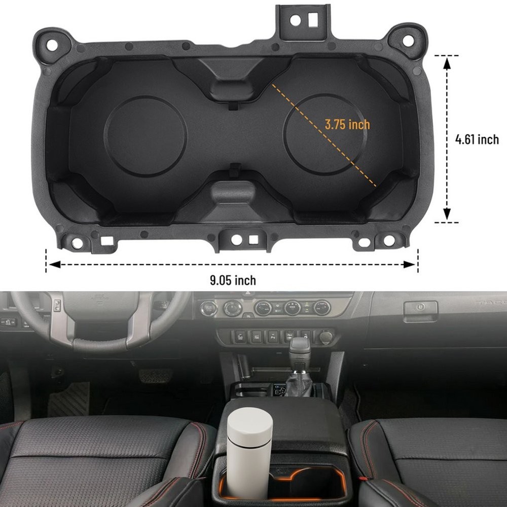 Oversized Cup Holder Fit For 2016-2023 Tacoma, 3.75" Diameter Black Replacement