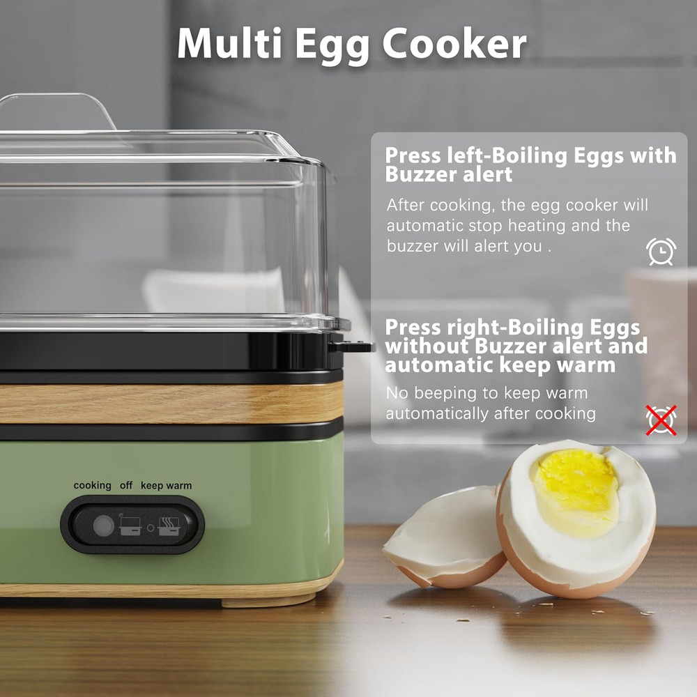 Evoloop Electric Egg Cooker for 6 Eggs - Soft, Medium, Hard Boiled