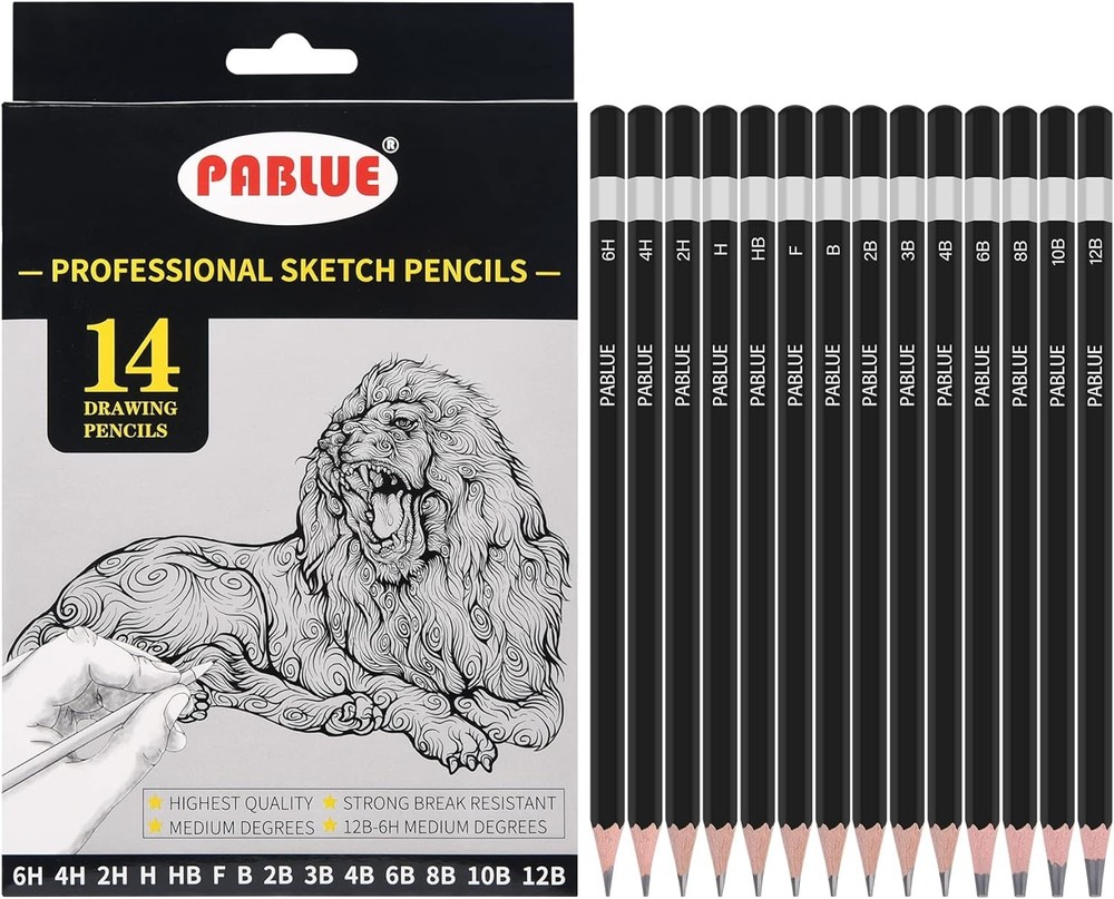 Profal Triangular Ding Sketching Pencil Set, 6H, 4H, 2H, H, HB, F