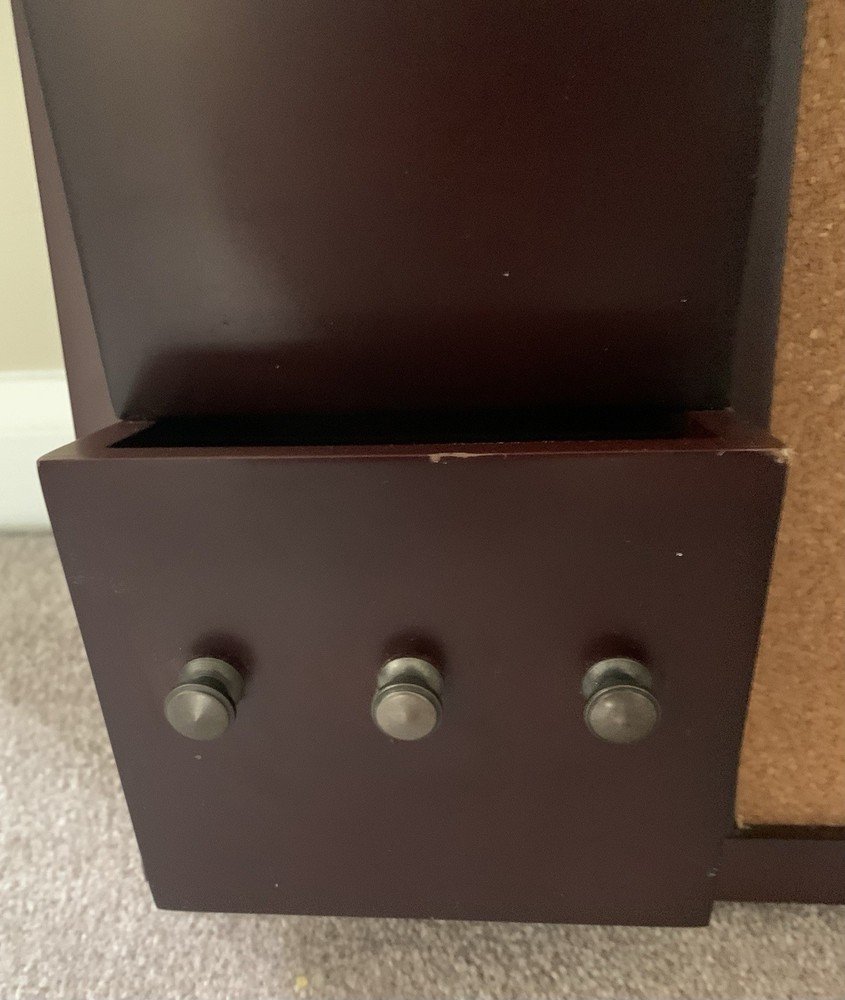 Wood Message Center Bulletin Board Solid Cherry with Mail Organizer & Key Knobs