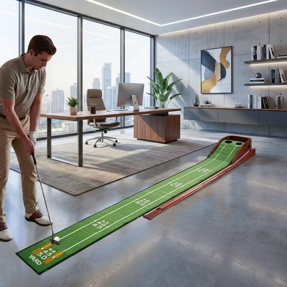 Putting Green Indoor with Three-Level Adjustable Incline, Auto Ball Return - ...