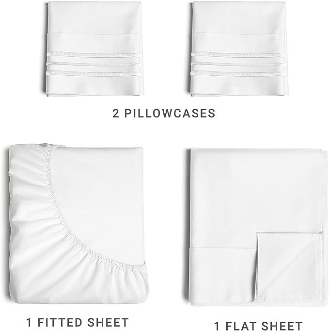 Queen Size 4 Piece Sheet Set - Comfy Breathable & Cooling Sheets - Hotel Luxury