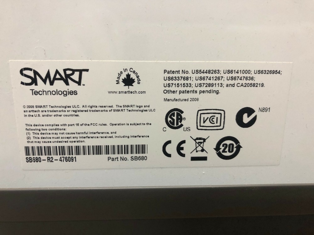 Smart Technologies White Board & Projector - 77 inch Smart Board including tray