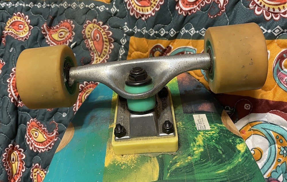 authentic “KRYPTONICS” SKATEBOARD solid wood board WOODEN **NEEDS MINOR REPAIR**