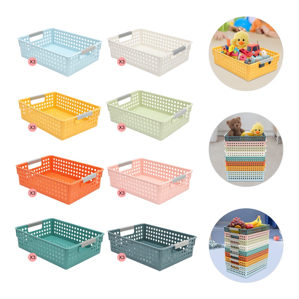 24 Pack Rectangular Classroom Baskets Colorful Organizer Storage Bin Book Baske