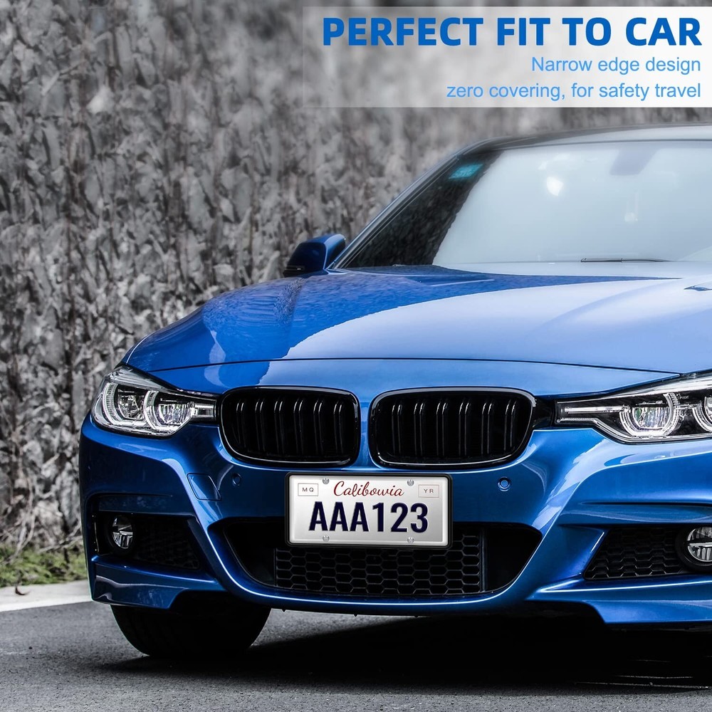 2 Pack Silicone License Plate Frame - Rust Proof & Weather Proof - Black