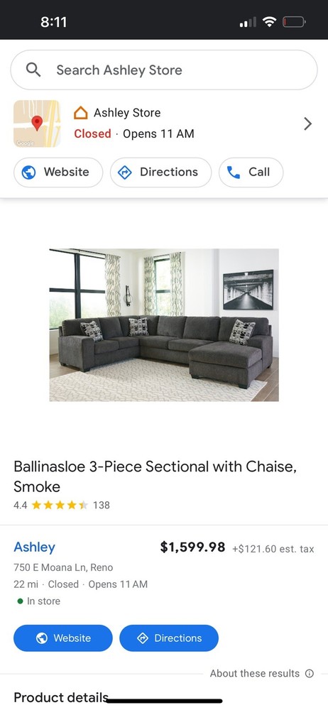 Beautiful Soft Royal blue 3 Piece Sectional Couch